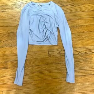 Light blue scrunched crop top-  long sleeve